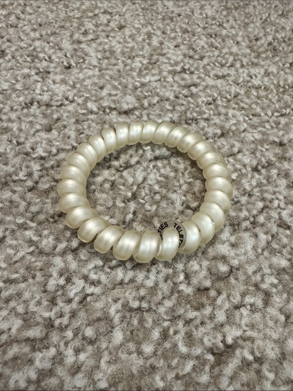 Teleties Coiled Pearl-Effect Stretch Hair Ties - Pearl Cream Set of 3